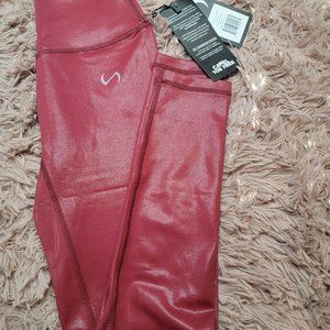 Chrome Wine Red TLF Brand Fitness Workout Leggings XS- NWT
